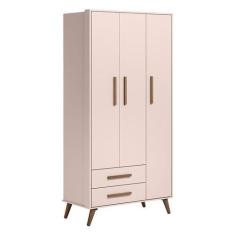 Imagem de Guarda Roupa Infantil Q Encanto Retrô 3 Portas E 2 Gavetas Rosa - Qmov
