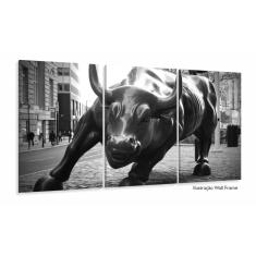Imagem de Quadro Decoração Touro de Wall p&b Street 120x60 3 peças