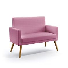 Imagem de Poltrona Namoradeira Decorativa Vega Com Rodapé Suede Rosê Aradecor