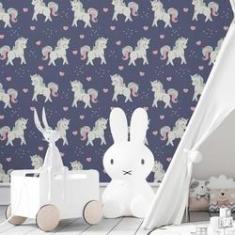 Imagem de Papel De Parede Adesivo Unicórnios N03138 0,58X3,00M