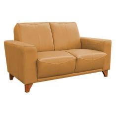 Imagem de Sofá 2 Lugares Sala de Estar Recepção 145cm Russia Couro Caramelo - Gran Belo