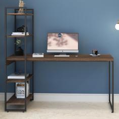Imagem de Mesa Escrivaninha 4 Prateleiras Nogal/preto 14907 - Compace