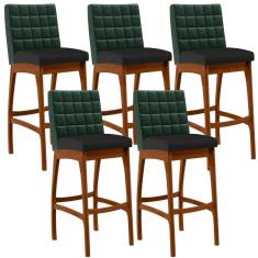 Imagem de Kit 05 Banquetas Altas Cozinha B04 Verde Musgo Preto