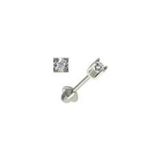 Imagem de Brinco Branco Bebe Segundo Furo Pedra Quadrada Branca 2.5mm Ouro 18k -k0.60