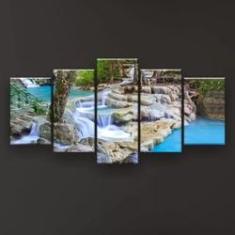 Imagem de Quadro Decorativo Fluxo De Cachoeira  129x61 Sala Quarto
