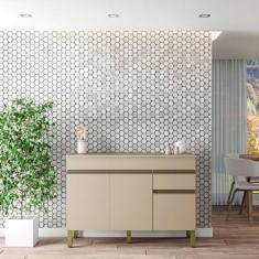 Imagem de Balcão 3 Portas 1 Gaveta 120cm com Tampo Line Vanilla