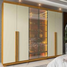 Imagem de Guarda Roupa 6 Portas Casal Reflecta LED Imperatriz Naturale Off White - Gelius