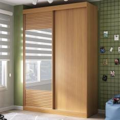 Imagem de Guarda Roupa Infantil 2 Portas 1 Porta com Espelho Samambaia Teen CabeCasa MadeiraMadeira Carvalho