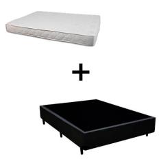 Imagem de Cama Box Viúva 128 Tecido Sintético Preto Com Colchão Roma Espuma D45 Bege 54x128x188