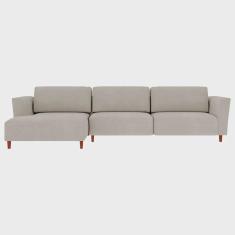 Imagem de Sofá 350cm com Chaise Esquerda Franz Suede Bege G52 - Gran Belo