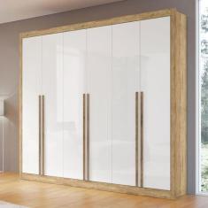 Imagem de Guarda-Roupa Casal Cannes 6 Portas 6 Gavetas Capuccino/Branco - Maxel