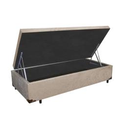Imagem de Cama Box Baú Solteiro Kings Stop AColchões Suede Bege 41x88x188