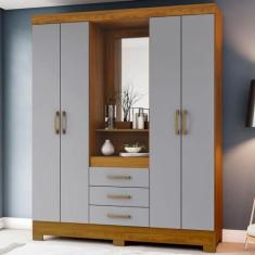 Imagem de Guarda Roupa Nápole 04 Portas 03 Gavetas Nature/cinza - Briz