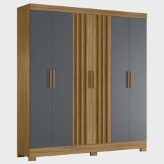 Imagem de Guarda Roupa Casal 195cm Ripado Arlon M07 Freijó/Cinza - Mpozenato