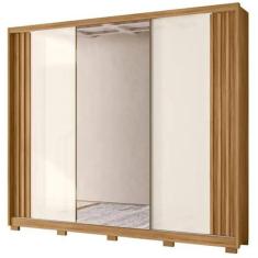 Imagem de Guarda Roupa Arizona Casal Ripado Com Espelho 6 Portas 3 Gavetas Freijó Off - Fabrica 1 Móveis