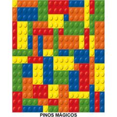 Imagem de Papel Adesivo Contact De Parede Infantil Pinos Magicos Lego C/15 Metros