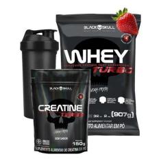Imagem de Kit Whey Protein Turbo + Creatina Black Skull + Coqueteleira-Unissex