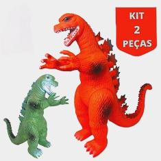Imagem de Bonecos De Borracha Kit Com Dois Dinossauros Godzilla Articulado - Toy