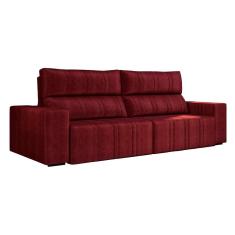 Imagem de Sofá 4 Lugares Retrátil e Reclinável Barcelona Veludo Vermelho