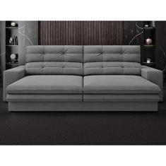 Imagem de Sofá Pegasus 2,50m Assento Retrátil e Reclinável Velosuede Grafite - Netsofas