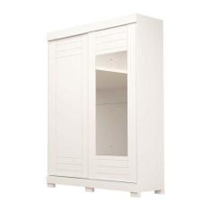 Imagem de Guarda Roupa Solteiro Com Espelho E 2 Portas Ayla Acp Móveis Branco -