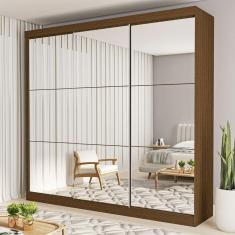 Imagem de Guarda-Roupa Casal Isabela 3 Portas de Correr Espelhado 4 Gavetas Freijó - Minastex