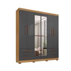 Imagem de Guarda Roupa De Casal 6 Portas E 6 Gavetas Com Espelho Durham - Édecas