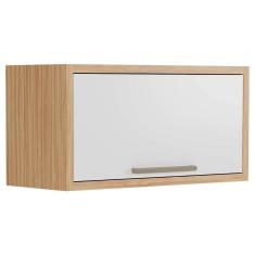 Imagem de Armário Aéreo p/ Cozinha Syrah c/ 1 Porta Basculante 80cm Amendoa/Branco - Ronipa