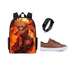 Imagem de Conjunto Escolar Masculino Mochila Estampada Mais Tenis Casual E Relog