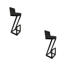 Imagem de kit 02 banqueta Alta Z Base De Ferro Suede Preto - D'Classe Decor