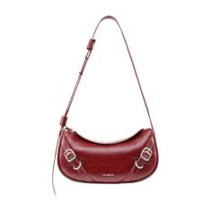 Imagem de Bolsa pequena de couro para mulheres: bolsas de ombro pretas bolsa transversal - alças ajustáveis para férias clássicas femininas, Vermelho