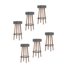 Imagem de Kit 6 Banquetas Altas Estofadas Atenas 70cm Cardan - Adz