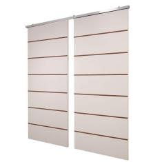 Imagem de Porta Dupla Branco Prime Frisada Kit Alumínio F10 - 210x120