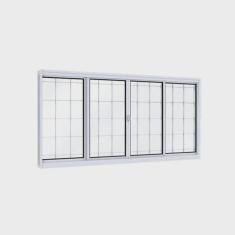 Imagem de Janela de Aço de Correr 120x150cm 4 Folhas com Grade Quadrada Facilita Lucasa