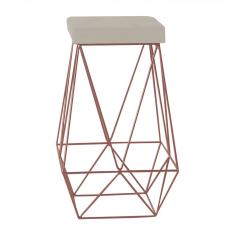 Imagem de Banqueta Decorativa Kathy Base Bronze Suede Bege - Gran Belo