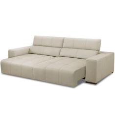 Imagem de Sofá Retrátil Reclinável Para Sala 4 Lugares 290cm Bari L06 Couro Off