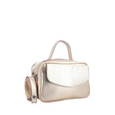 Imagem de Bolsa de Couro Baú Carol Metalizada
