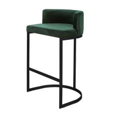 Imagem de Banqueta Alta Estofada Estrutura Aço Carbono Belly Ii Base Preto 75cm Suede Verde