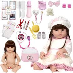 Imagem de Boneca Bebe Reborn Gatinha Menina Realista Diversos Itens - Cegonha Re