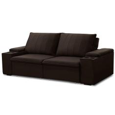 Imagem de Sofá Retrátil Reclinável 3 Lugares 205cm Baluart F05 Veludo Marrom - Mpozenato