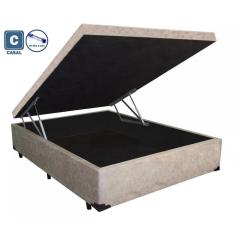Imagem de Cama Box Baú Casal Industrial AColchões Suede Bege 41x138x188
