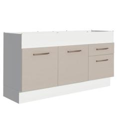 Imagem de Balcão de Pia 150 cm 2 Portas e 2 Gavetas (sem Tampo e Pia) Branco/crema Agata Madesa