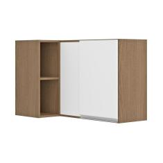 Imagem de Armário Aéreo de Canto Reto para Cozinha com 1 Porta 94x60 Cm Sabrina MDP Branco Avelã 0460 MENU