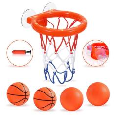 Imagem de Conjunto de cesta de basquete Bath Toys para crianças pequenas com 4 bolas