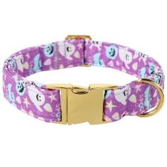 Imagem de Coleira Maca Bates Dia das Bruxas para cães roxo fantasma ajustável coleiras fofas acessórios presente de outono para filhotes pequenos, médios e grandes GG