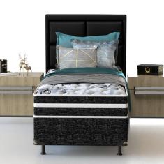 Imagem de Cama Box de Solteiro Probel Guarda Costas Premium Multi Firme Espuma D20 e 28 60x88x188cm - Branco/Preto