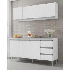 Imagem de Balcão de Cozinha Sem Tampo 160mt e Armário Aéreo Andréia Branco Ajl