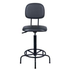 Imagem de Cadeira caixa alta  - L duplo - regulagem de altura  -  base  de ferro fixa corano preto