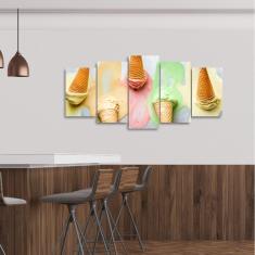 Imagem de Quadro Sorvetes decorativo Para Sorveteria Mosaico 5 Peças
