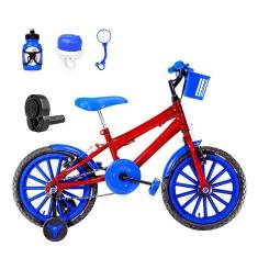 Imagem de Bicicleta Infantil Aro 16 Nylon e Acelerador Vermelha e Azul